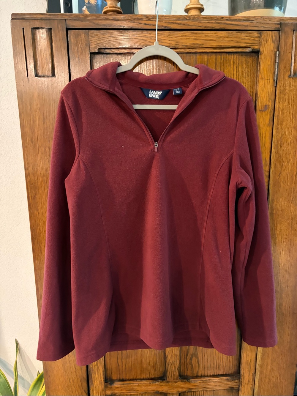 Lands' End Women's Quarter-Zip Pullover - Wine